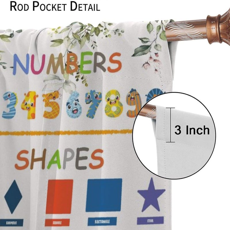 YCness ABC Alphabet Curtains for Kids Boys Girls Baby Child Nursery Bedroom Living Room Colorful Cartoon Fun Learning Education Print Rod Pocket Window Treatments Toddler Drapes 42x45 Inch - Image 4